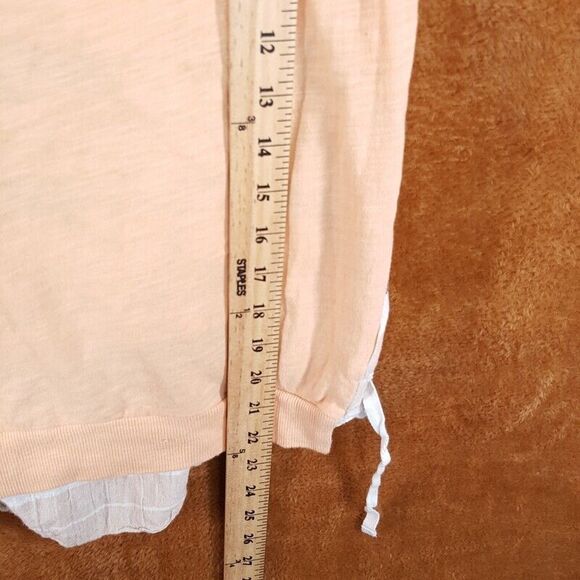 Little Yellow Button ANTHROPOLOGIE Womens Top Small Pastel Orange Stripe - Picture 5 of 7
